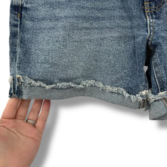 NEW Celebrity Pink Denim Shorts Size 11 Mid Rise Blue Jean Cuffed Distressed - Picture 2 of 6